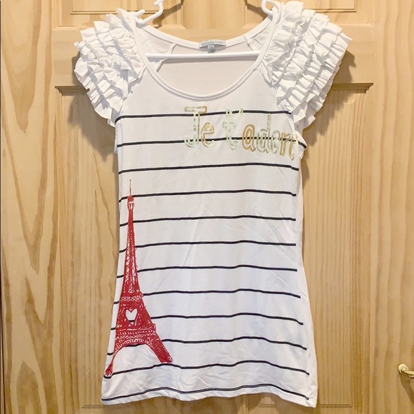 Charlotte Russe Tops Charlotte Russe Paris Ruffle Short Sleeve Top Poshmark